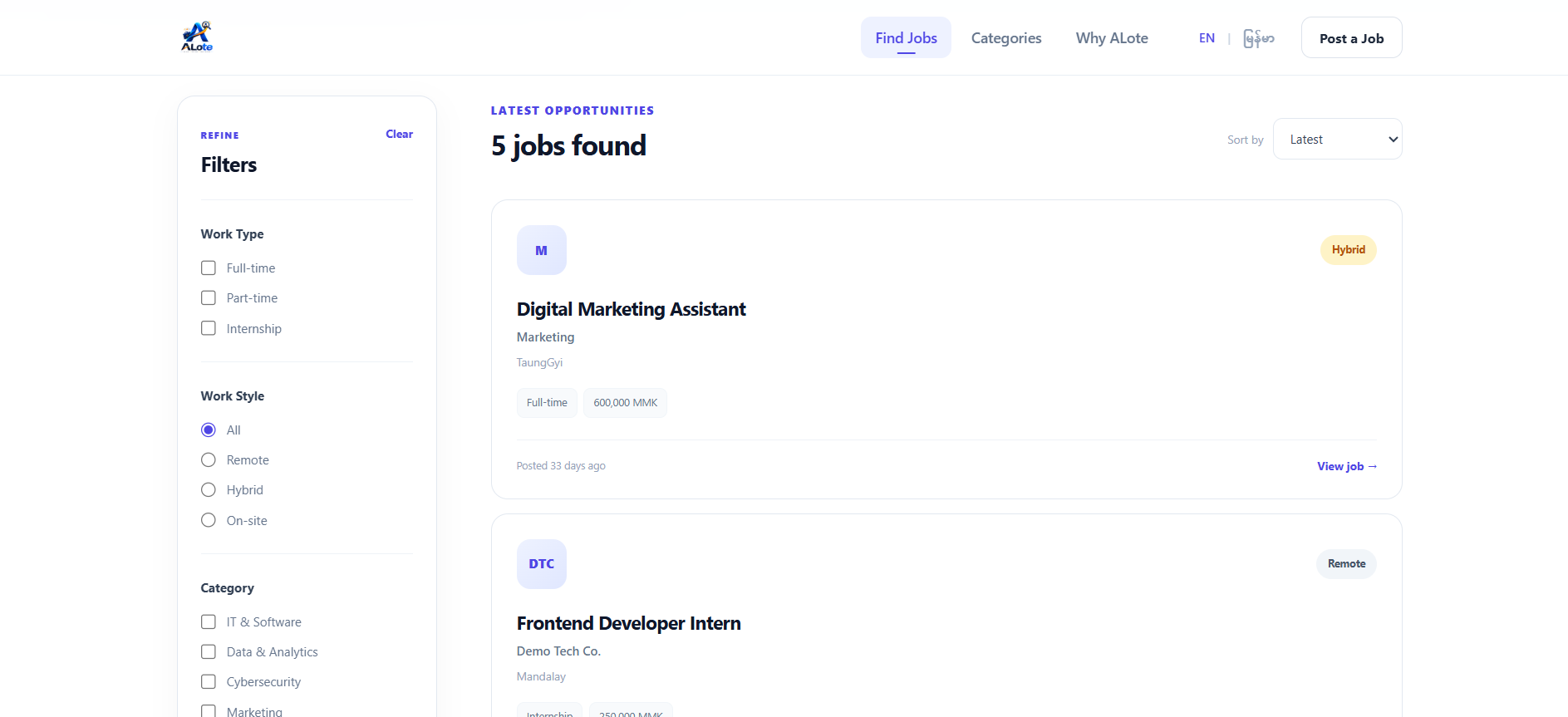 ALote job discovery