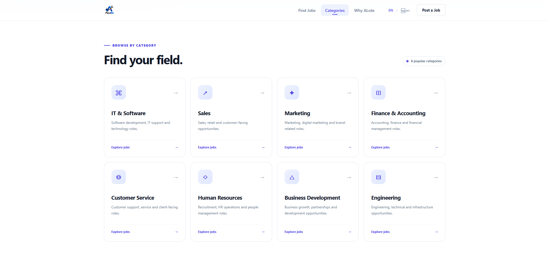 ALote interface screen